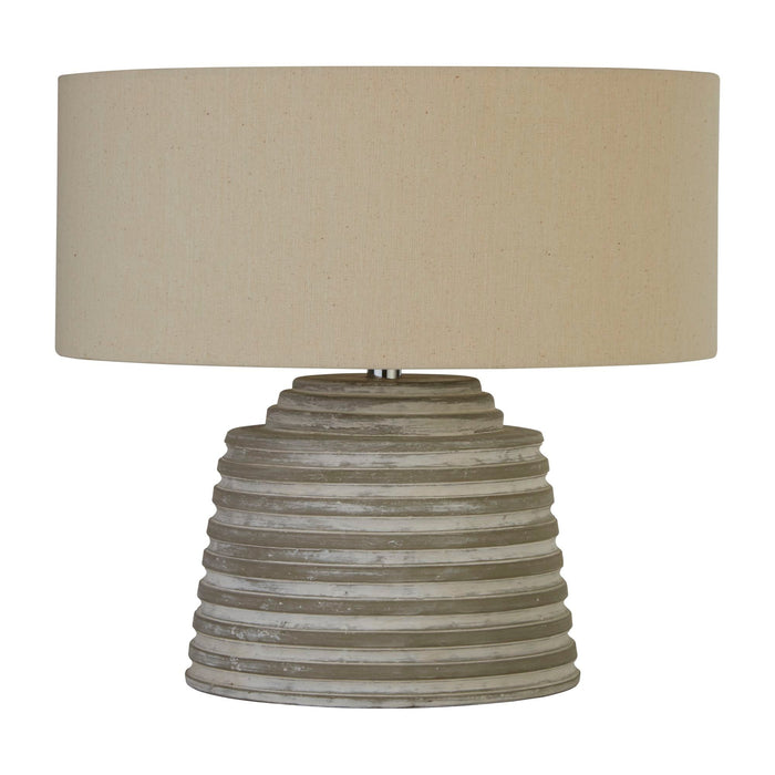 Searchlight Liana Grey Ridged Cement Table Lamp With Grey Shade • 9621GY