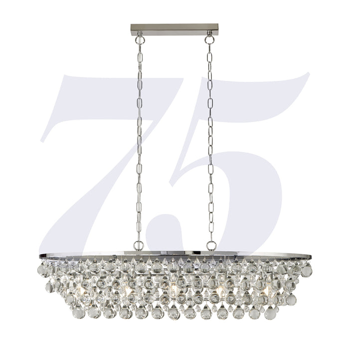 Searchlight Michelle 5Lt Chrome Oval Pendant With Rain Drop Glass Balls • 9635-5CC