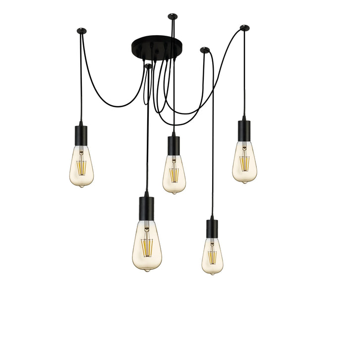 Searchlight Squiggle 5Lt Pendant Black • 9665-5BK