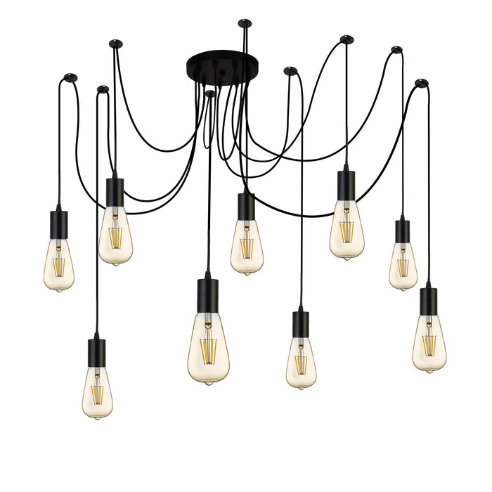 Searchlight Squiggle 9Lt Pendant Black • 9669-9BK