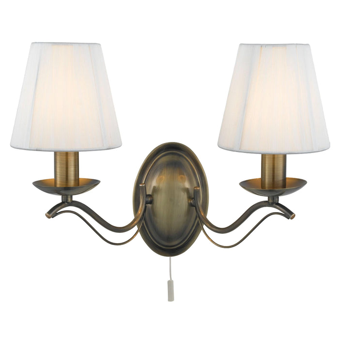 Searchlight Andretti - 2Lt Wall Bracket, Antique Brass, Cream String Shades • 9822-2AB