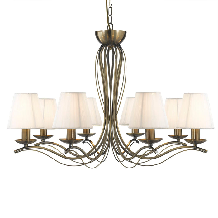 Searchlight Andretti - 8Lt Ceiling, Antique Brass, Cream String Shades • 9828-8AB