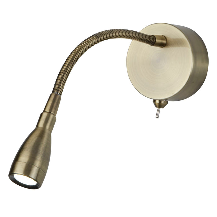 Searchlight Flexi Wall, Led Adjustable Wall Light -  Led Reading Light  - Antique Brass • 9917AB