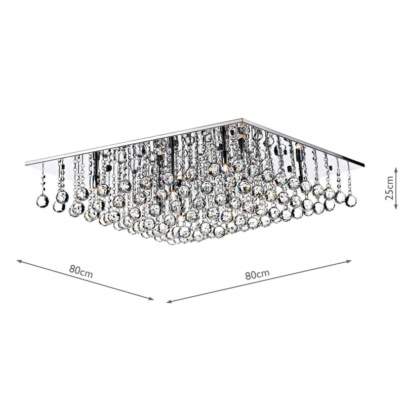 Dar Lighting Abacus 8 Light Flush Polished Chrome Crystal • ABA4750