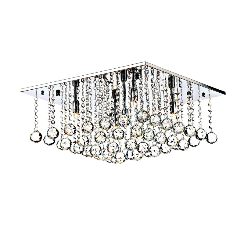 Dar Lighting Abacus 5 Light Flush Polished Chrome Crystal • ABA5050