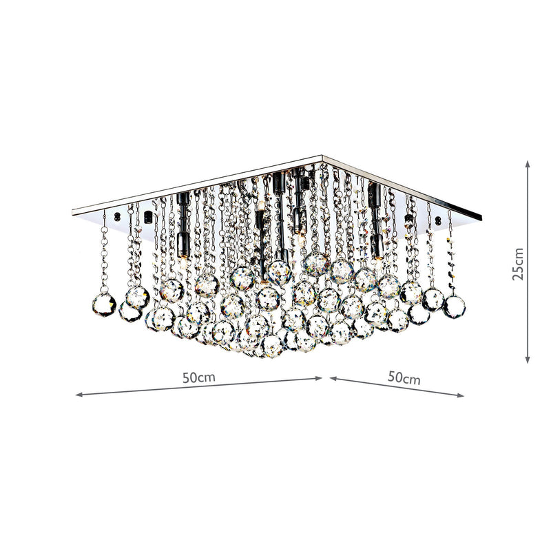 Dar Lighting Abacus 5 Light Flush Polished Chrome Crystal • ABA5050