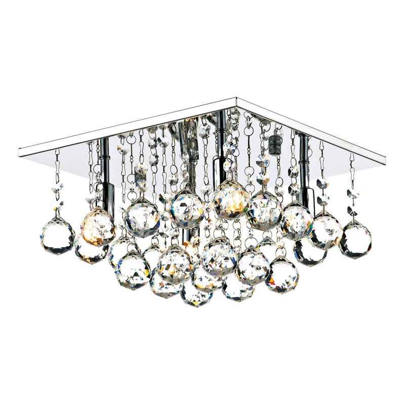 Dar Lighting Abacus 4 Light Flush Polished Chrome Crystal • ABA5250