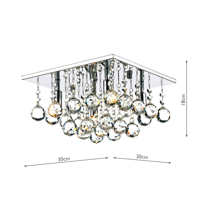 Dar Lighting Abacus 4 Light Flush Polished Chrome Crystal • ABA5250