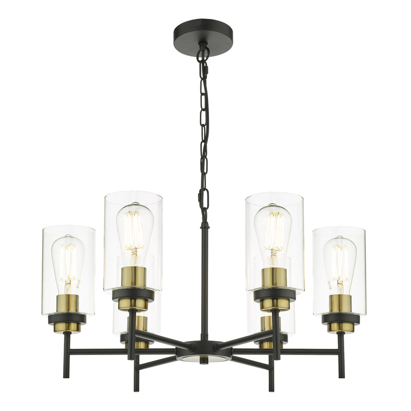 Dar Lighting Abel 6 Light Pendant Satin Black Glass • ABE0654