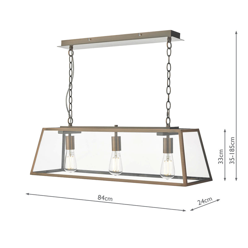 Dar Lighting Academy 3 Light Bar Pendant Antique Copper • ACA0364