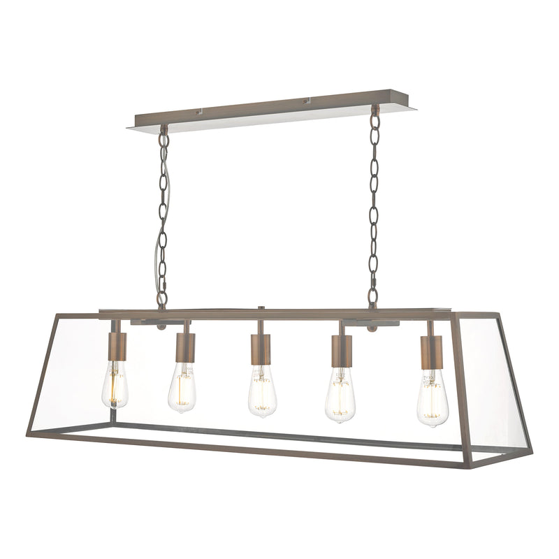 Dar Lighting Academy 5 Light Bar Pendant Antique Copper • ACA0564
