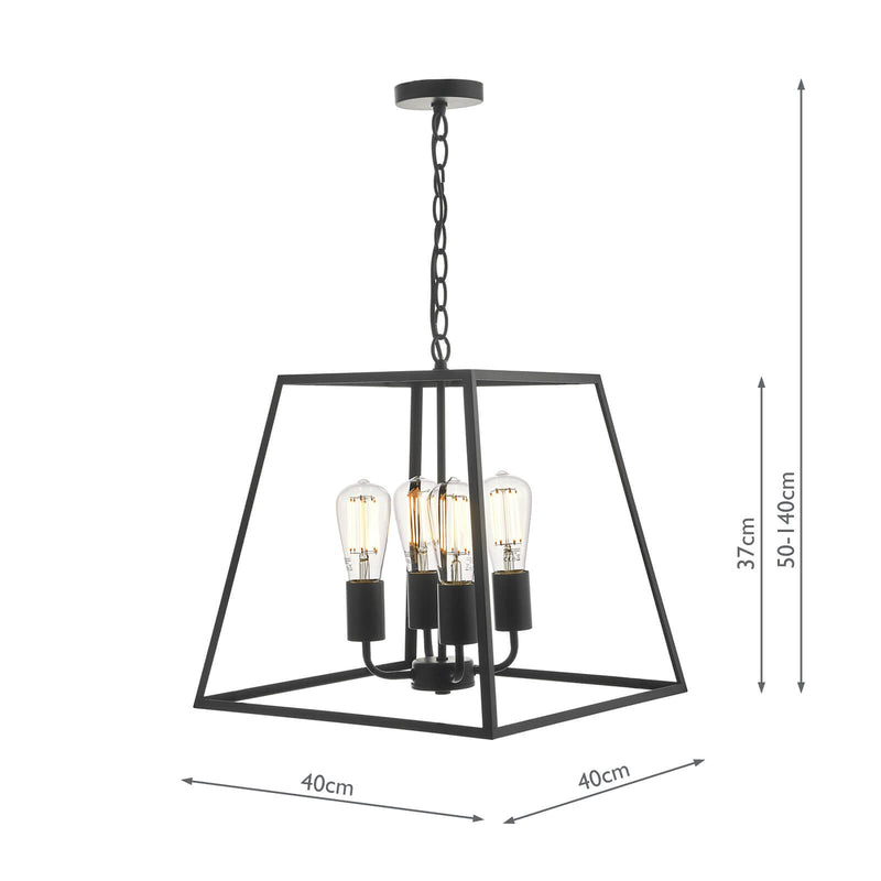 Dar Lighting Academy 4 Light Lantern Black • ACA8622