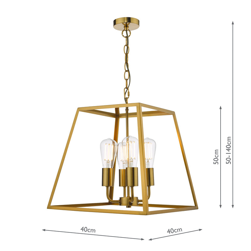 Dar Lighting Academy 4 Light Lantern Natural Brass • ACA8635