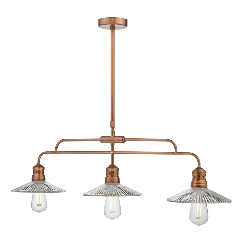 Dar Lighting Adeline Bar Pendant Brushed Copper & Glass • ADE7364