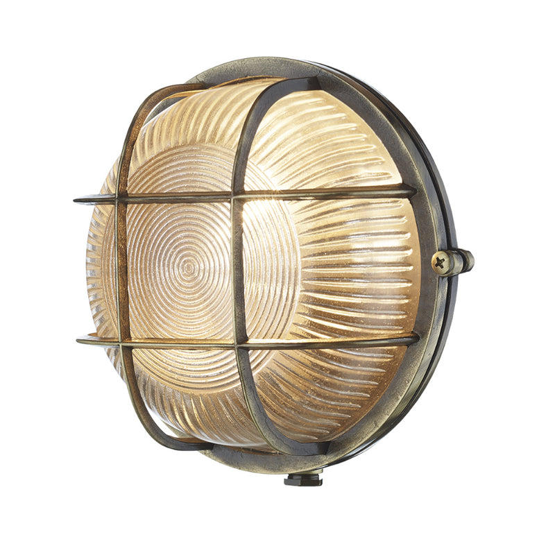 David Hunt Lighting ADM5075 Admiral Single Light Antique Brass Round Wall Light
