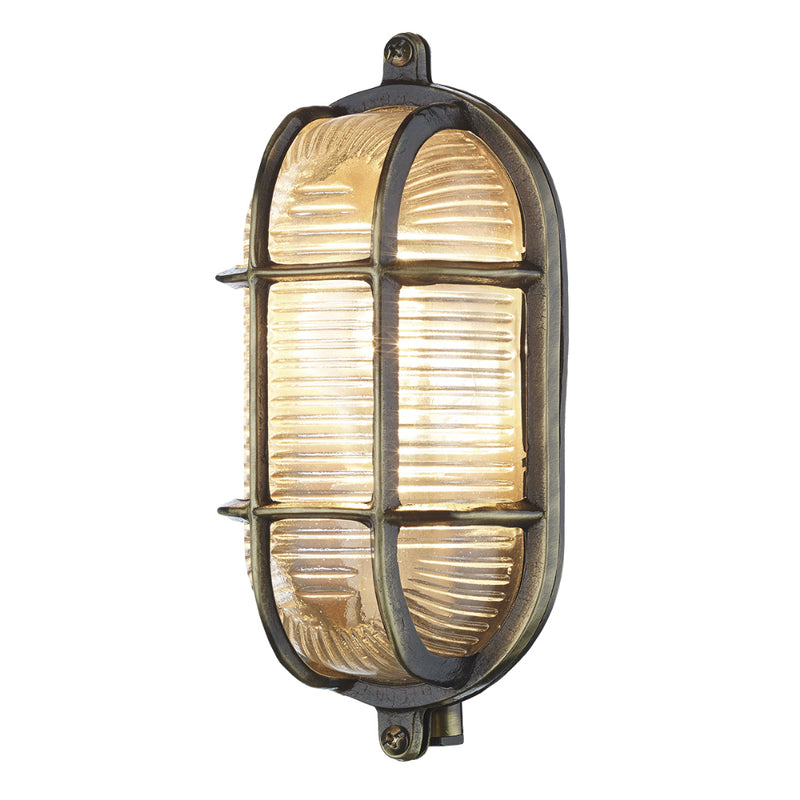 David Hunt Lighting ADM5275 Admiral Single Light Antique Brass Small Oval Wall Light