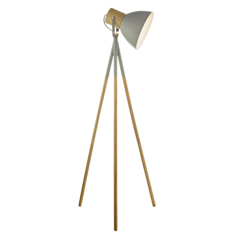 Dar Lighting Adna Floor Lamp Grey & Natural Wood • ADN4939