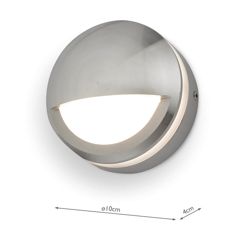 Dar Lighting Akos Round Eyelid Outdoor Wall Light Aluminium IP65 LED • AKO3268