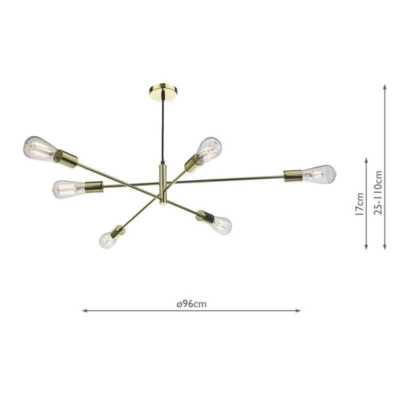 Dar Lighting Alana 6 Light Pendant Polished Gold • ALA0635