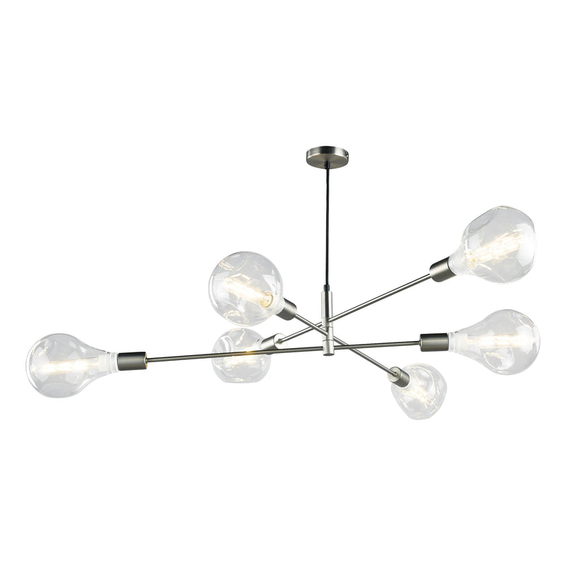 Dar Lighting Alana 6 Light Pendant Satin Chrome • ALA0646