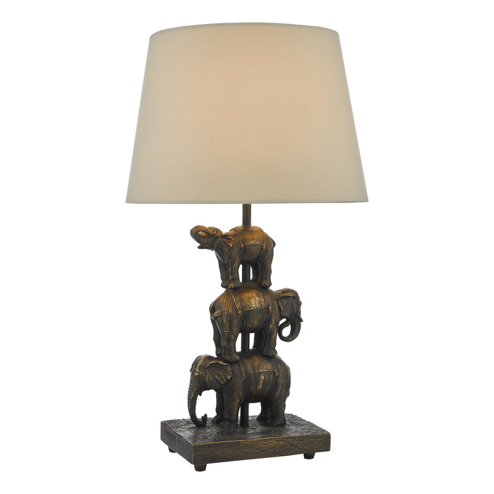 Dar Lighting Alina Elephant Table Lamp Antique Bronze With Shade • ALI4222