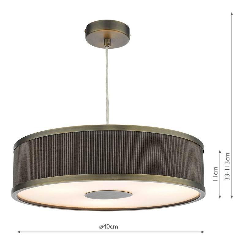 Dar Lighting Alvaro 3 Light Single Pendant Antique Bronze Mushroom • ALV1039