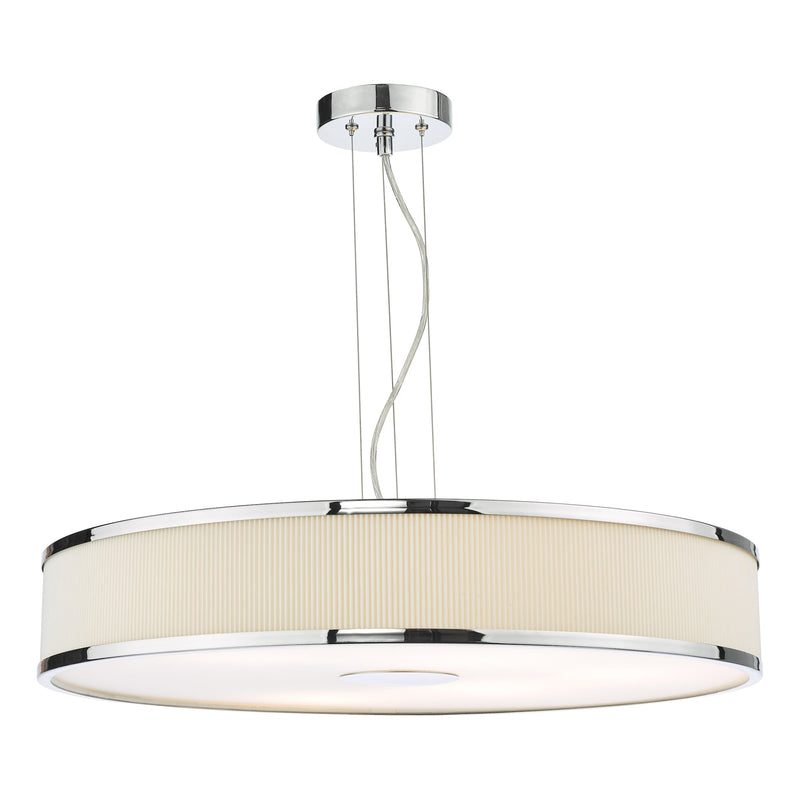 Dar Lighting Alvaro 6 Light Single Pendant Polished Chrome Ivory • ALV1733