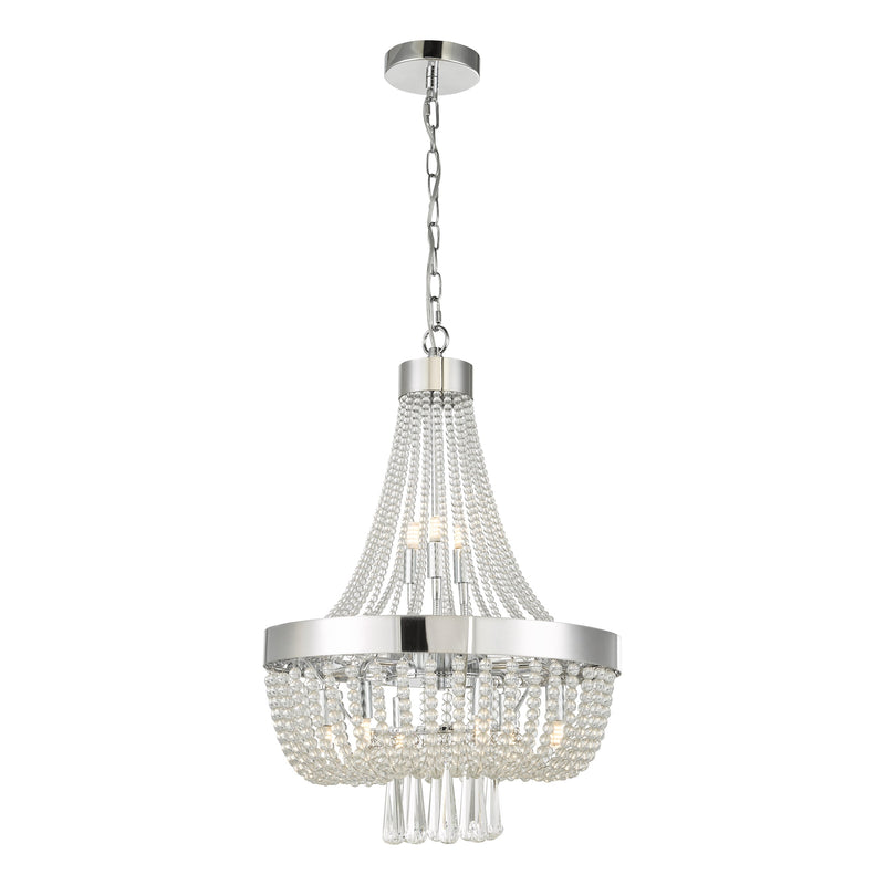 Dar Lighting Alyssa 9 Light Pendant Polished Chrome Glass • ALY1350