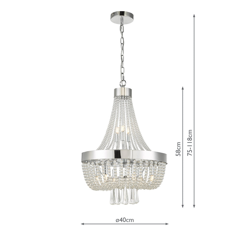 Dar Lighting Alyssa 9 Light Pendant Polished Chrome Glass • ALY1350