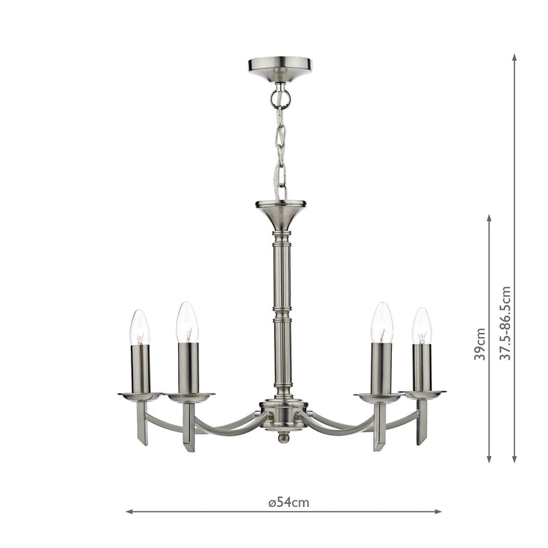 Dar Lighting Ambassador 5 Light Dual Mount Pendant Satin Chrome • AMB0546