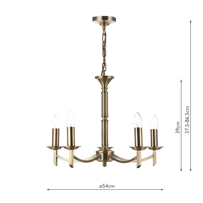 Dar Lighting Ambassador 5 Light Dual Mount Pendant Antique Brass • AMB0575