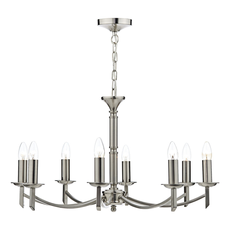 Dar Lighting Ambassador 8 Light Dual Mount Chandelier Satin Chrome • AMB0846