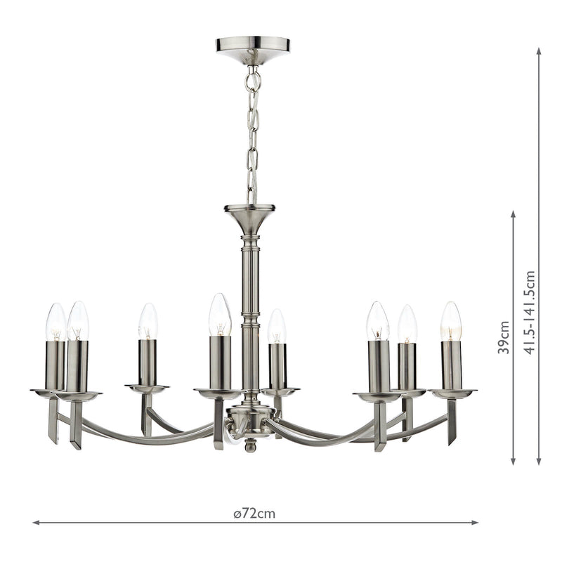 Dar Lighting Ambassador 8 Light Dual Mount Chandelier Satin Chrome • AMB0846