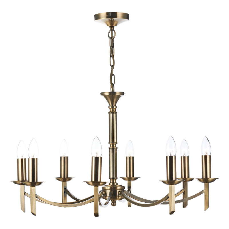 Dar Lighting Ambassador 8 Light Dual Mount Pendant Antique Brass • AMB0875