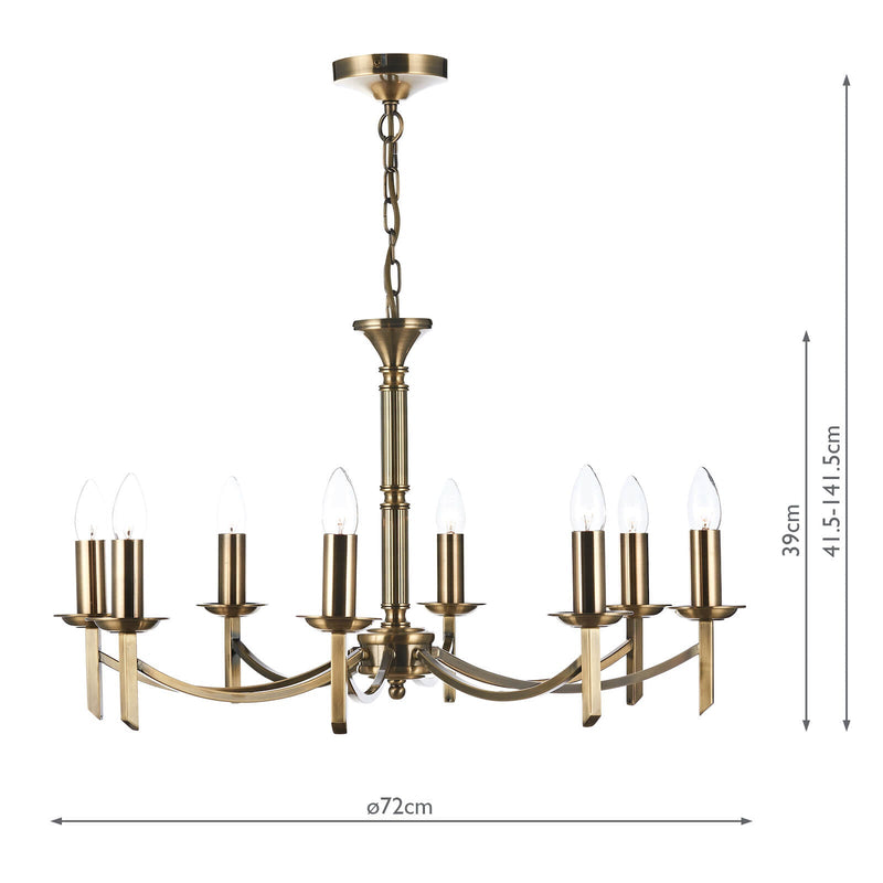 Dar Lighting Ambassador 8 Light Dual Mount Pendant Antique Brass • AMB0875