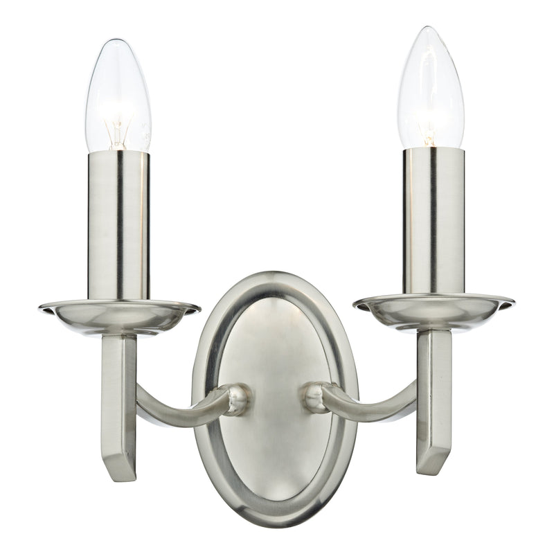Dar Lighting Ambassador Double Wall Bracket Satin Chrome • AMB0946
