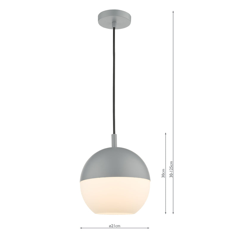 Dar Lighting Andre 1 Light Single Pendant Grey Opal Glass • AND0139