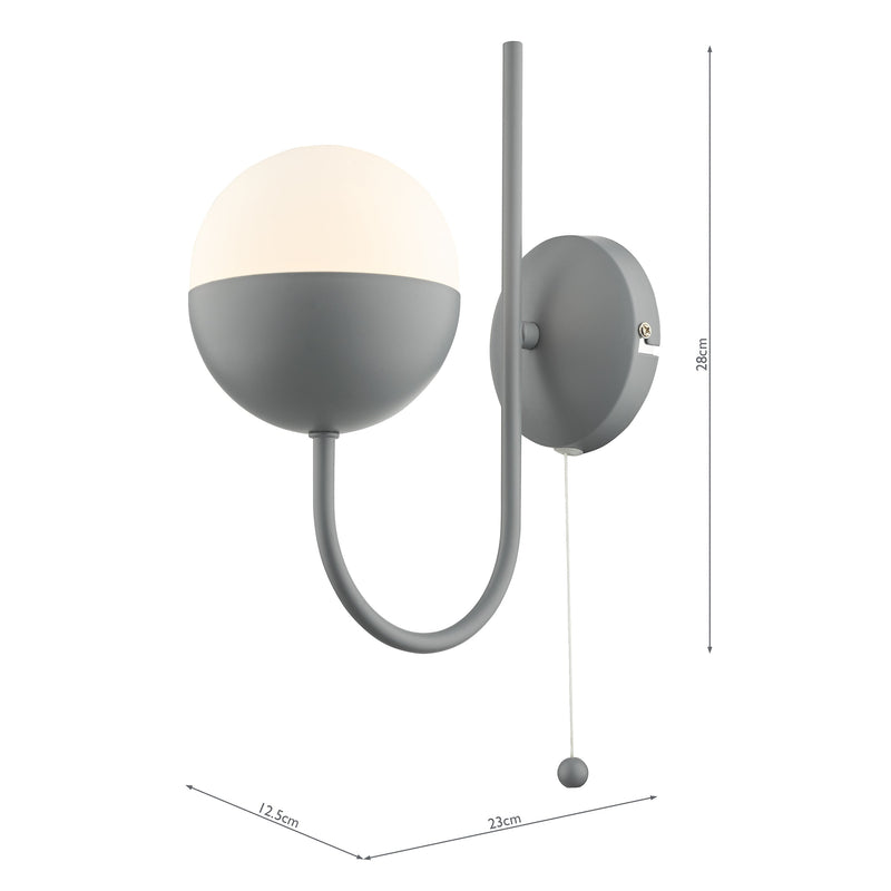 Dar Lighting Andre Single Wall Light Grey Opal Glass • AND0739