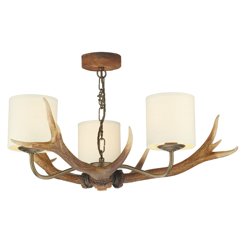 David Hunt ANT0329 Antler 3 Light Highland Rustic Pendant Ceiling Light