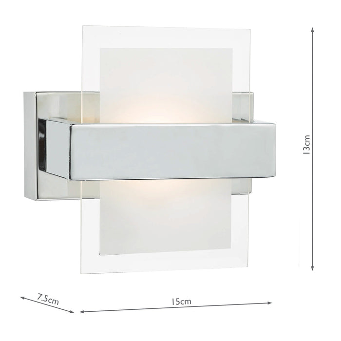 Dar Lighting Apt LED Wall Light Polished Chrome & Glass • APT0750