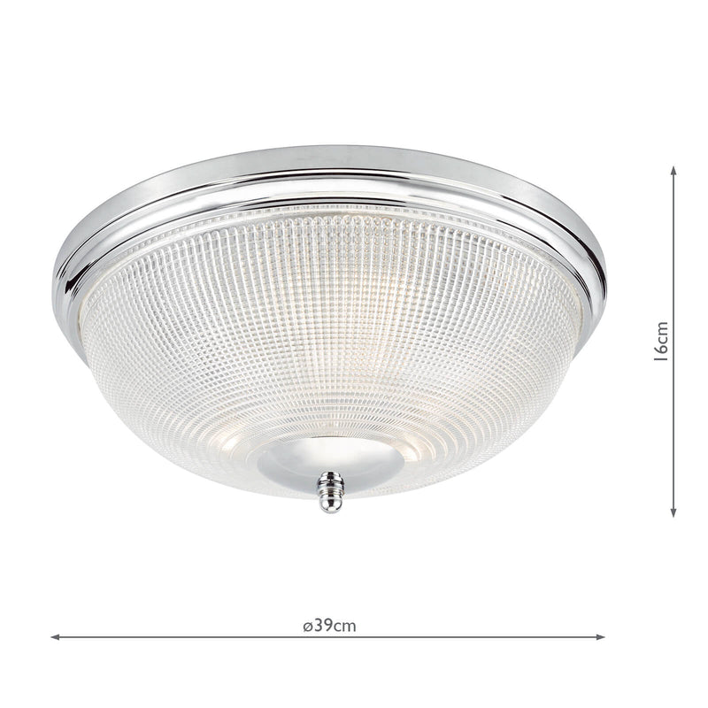 Dar Lighting Arbor Bathroom 3 Light Flush Polished Chrome & Glass IP44 • ARB5250