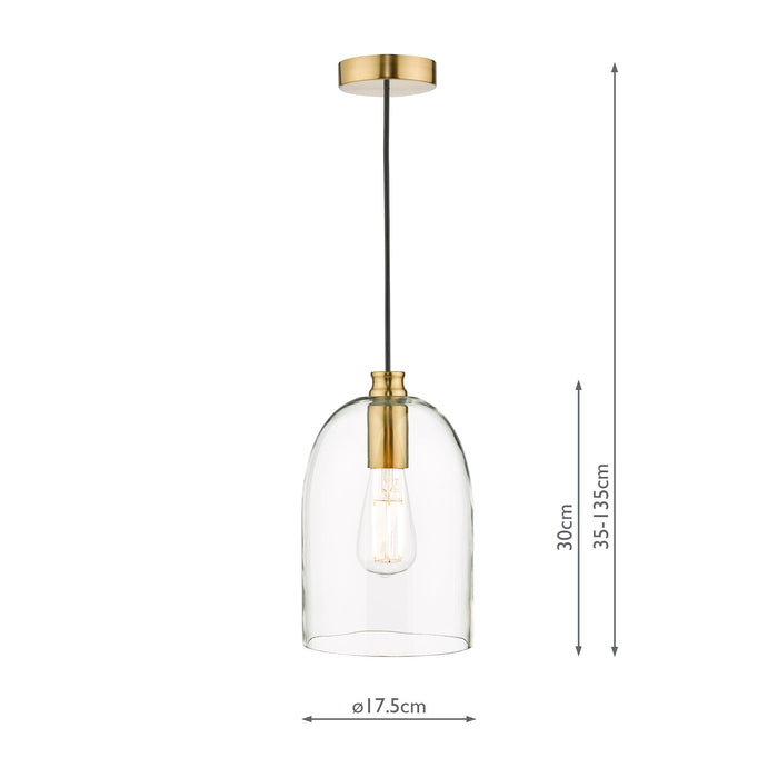 Dar Lighting Archie Pendant Satin Bronze Glass • ARC0163