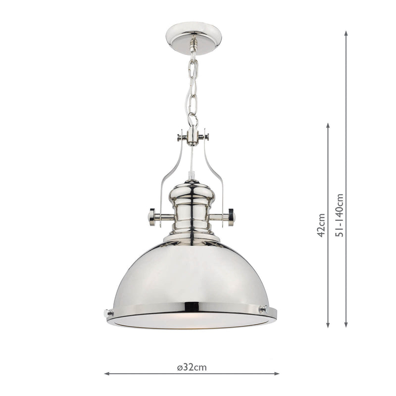 Dar Lighting Arona 1 Light Pendant Polished Chrome • ARO0138