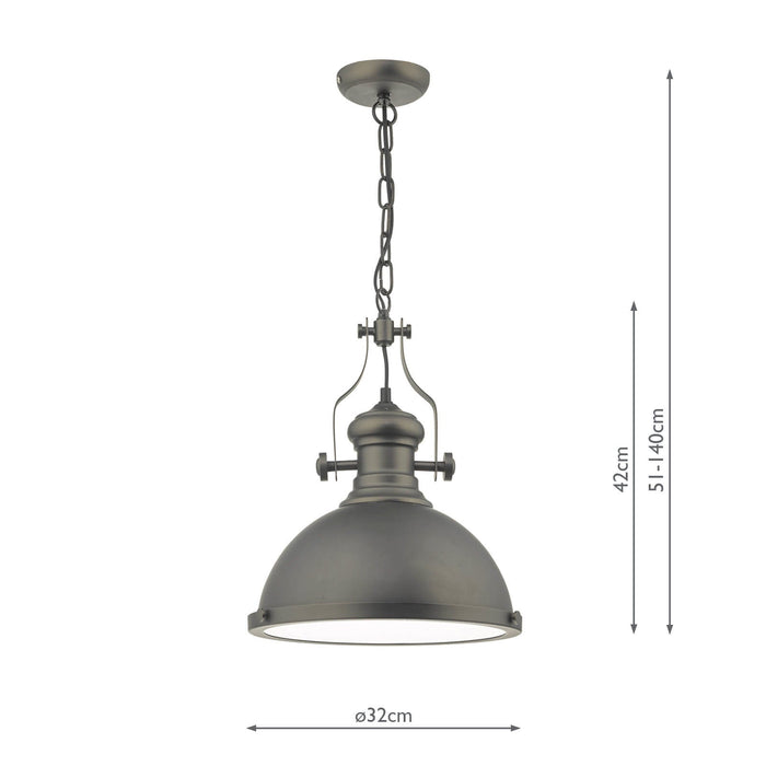 Dar Lighting Arona Pendant Antique Pewter & Glass • ARO0167