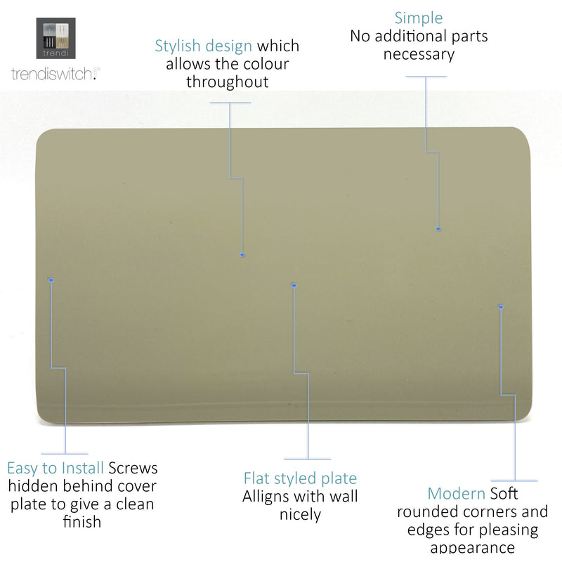 Trendi, Artistic Modern Double Blanking Plate, Gold Finish, BRITISH MADE, (25mm Back Box Required), 5yrs Warranty • ART-2BLKGO