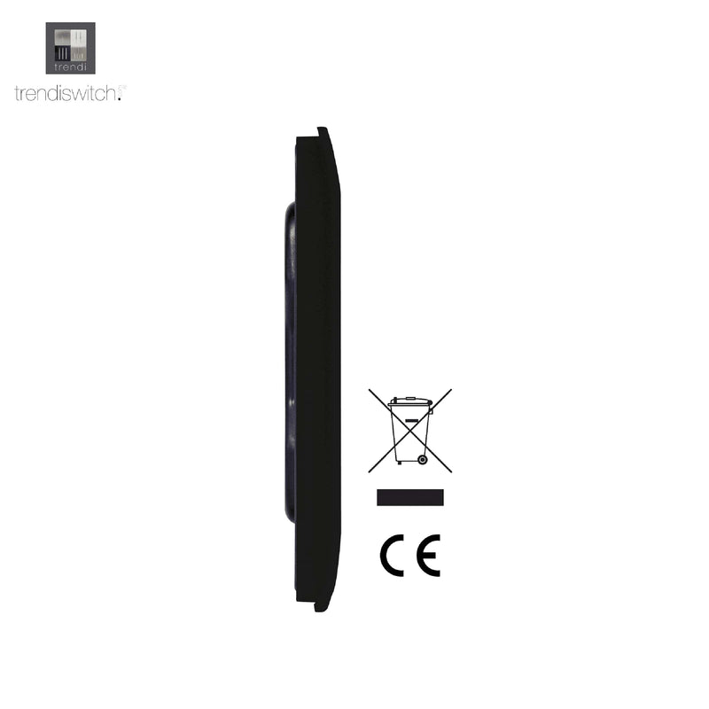 Trendi, Artistic Modern Double Blanking Plate, Matt Black Finish, BRITISH MADE, (25mm Back Box Required), 5yrs Warranty • ART-2BLKMBK