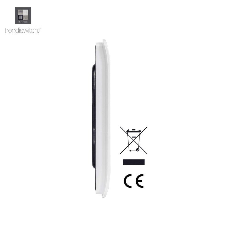 Trendi, Artistic Modern Double Blanking Plate, Gloss White Finish, BRITISH MADE, (25mm Back Box Required), 5yrs Warranty • ART-2BLKWH
