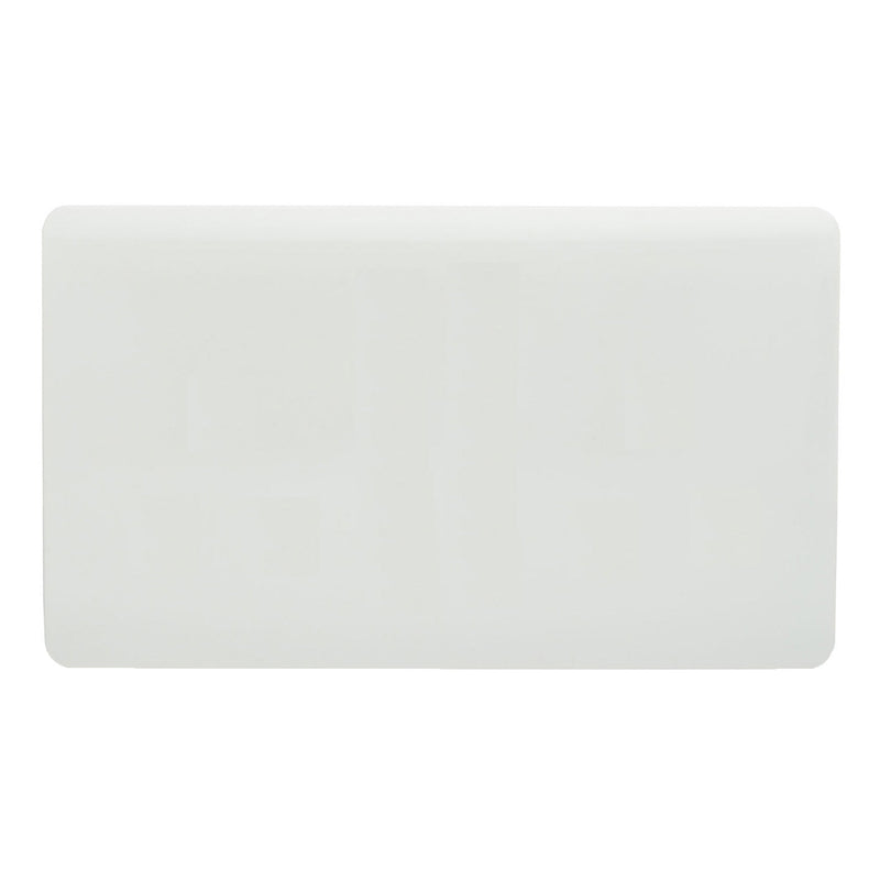 Trendi, Artistic Modern Double Blanking Plate, Gloss White Finish, BRITISH MADE, (25mm Back Box Required), 5yrs Warranty • ART-2BLKWH