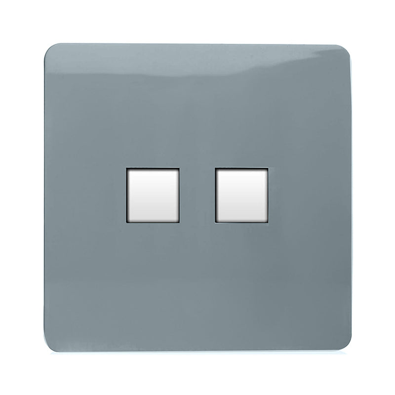 Trendi, Artistic Modern RJ11 Telephone & PC Ethernet Cool Grey Finish, BRITISH MADE, (35mm Back Box Required), 5yrs Warranty • ART-TLP+PCCG