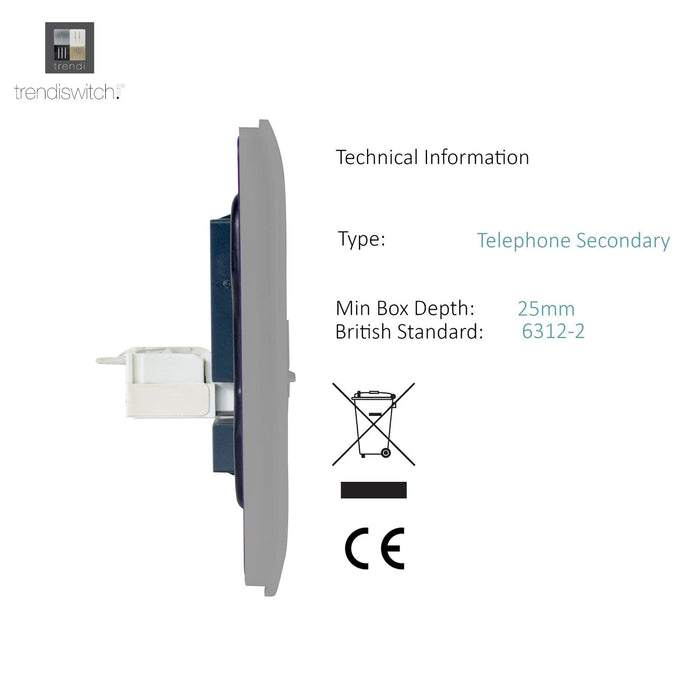 Trendi, Artistic Modern Twin PC Ethernet Cat 5&6 Data Outlet Light Grey Finish, BRITISH MADE, (35mm Back Box Required), 5yrs Warranty • ART-2PCLG